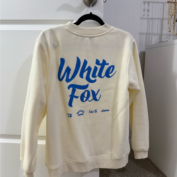 White Fox Boutique Cream Sweatshirt with Blue Logo - Picture 3 of 3